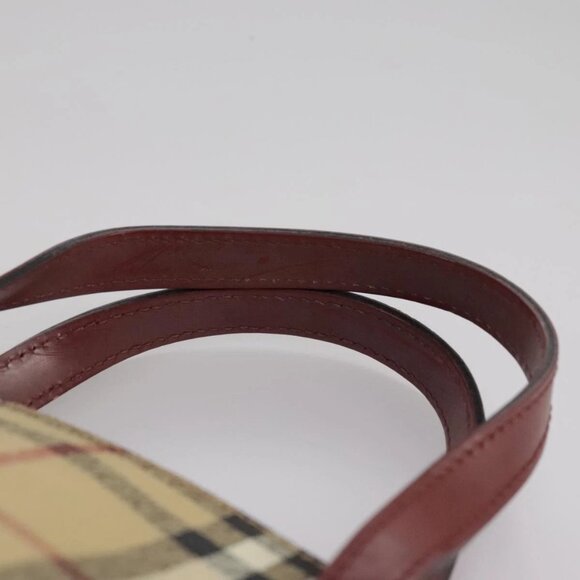 BURBERRY Nova Check Hand Bag PVC Leather Beige Auth 105625 - Picture 9 of 16